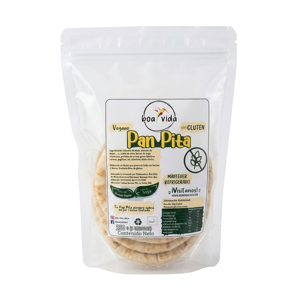 Pan pita libre de gluten y vegano, pack 6 unidades